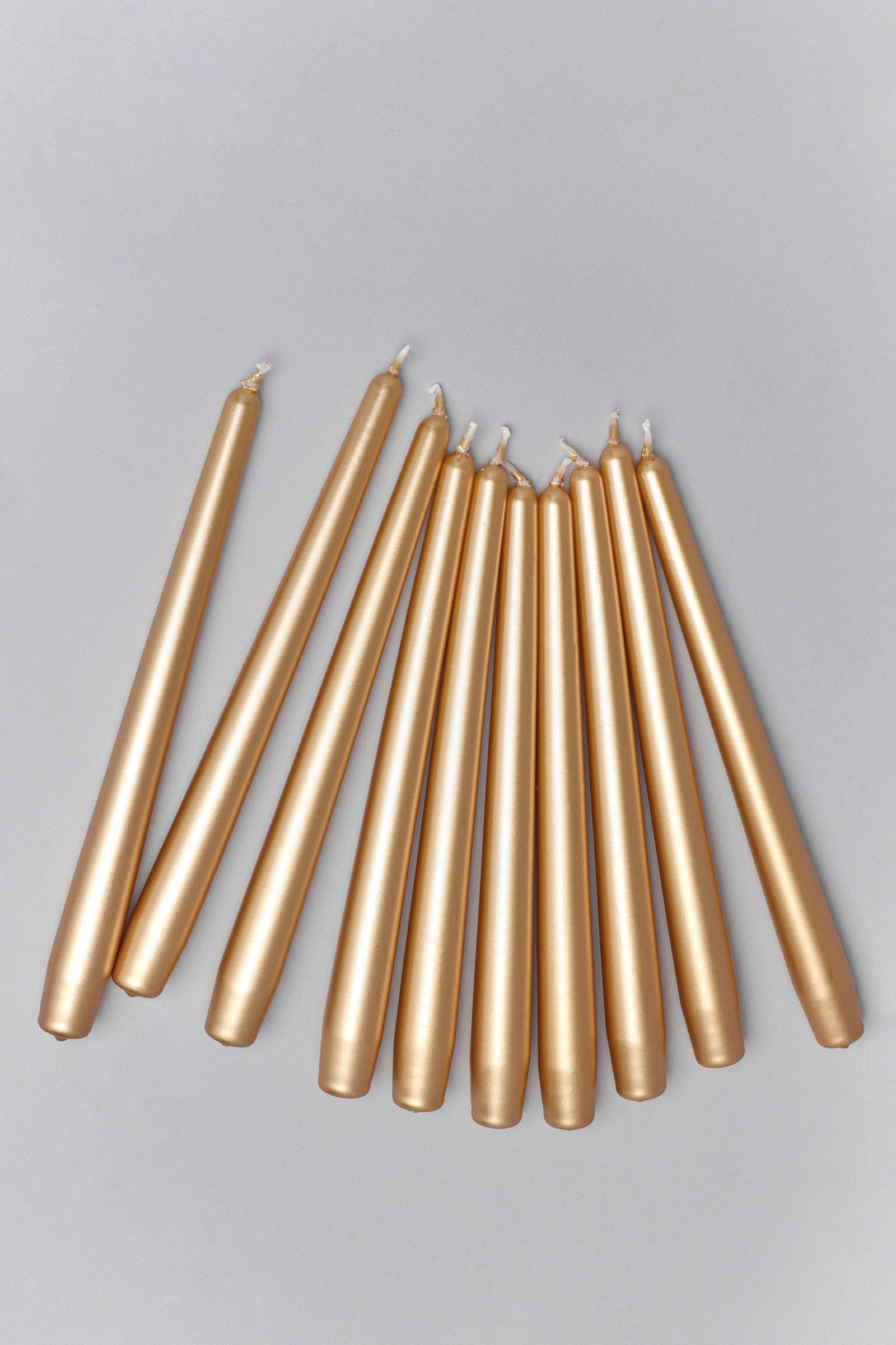 Velaré Brass Gold Tall Opaline Taper Candles — alternate view, G Decor
