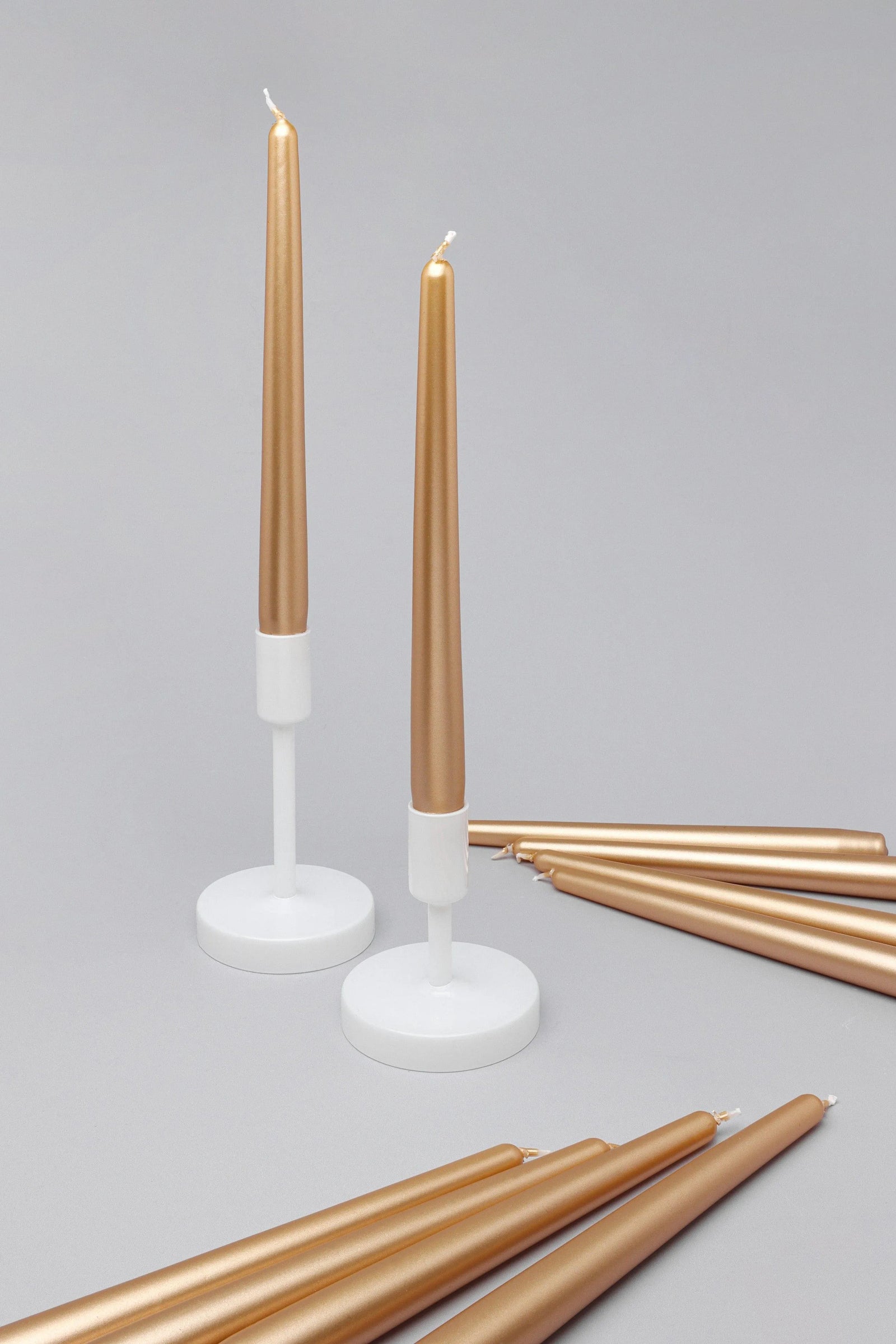 Velaré Brass Gold Tall Opaline Taper Candles — G Decor