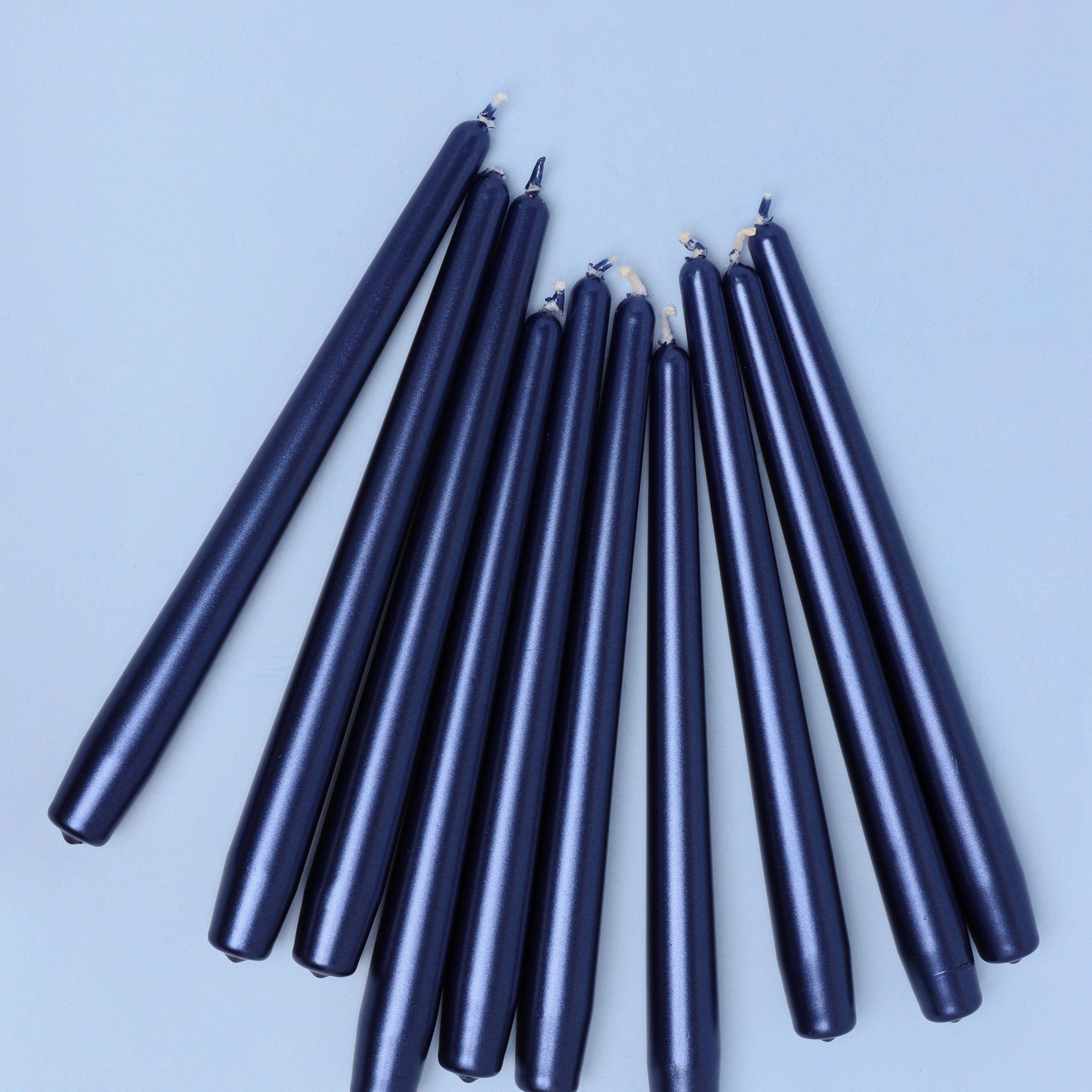 Velaré Midnight Blue Set of 2, 10 or 20 Tall Hand-Finished Opaline Dinner Candles & Taper Candles - G Decor