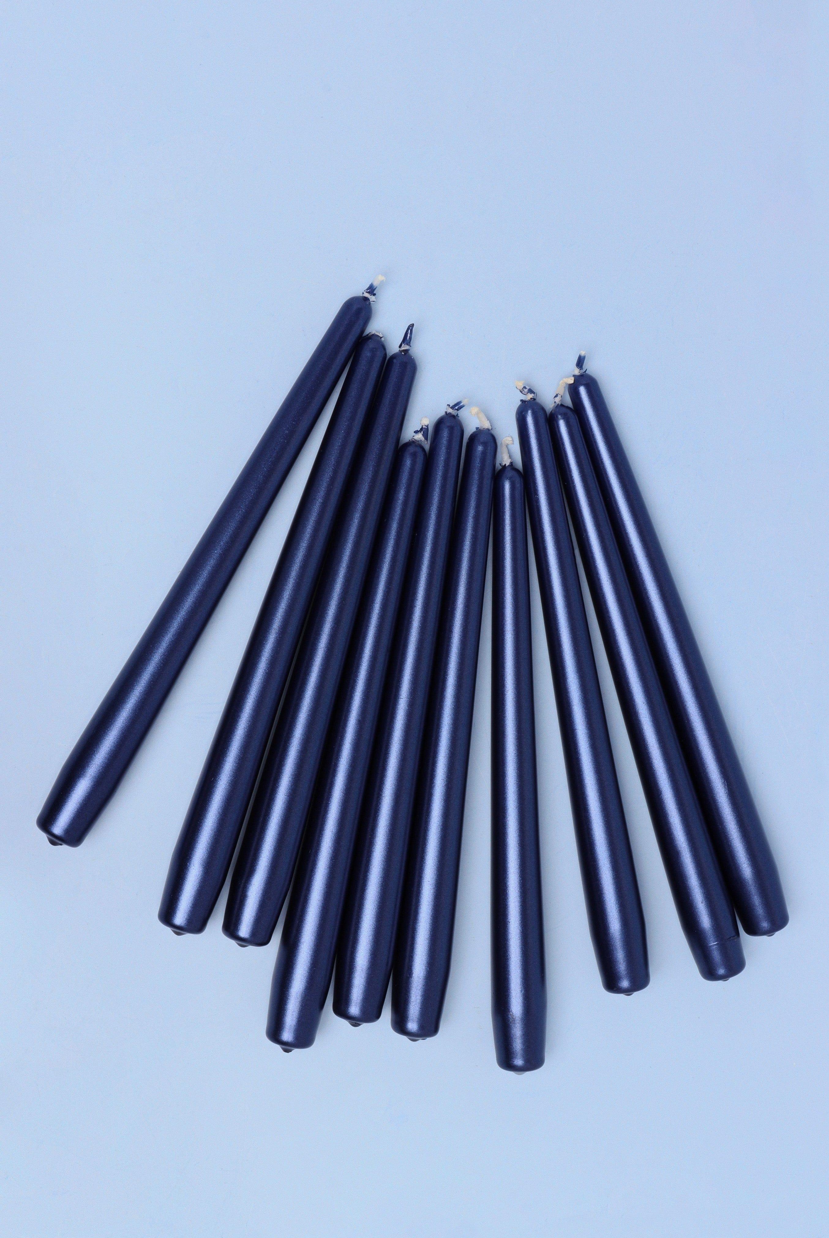 Velaré Midnight Blue Set of 2, 10 or 20 Tall Hand-Finished Opaline Dinner Candles & Taper Candles - G Decor