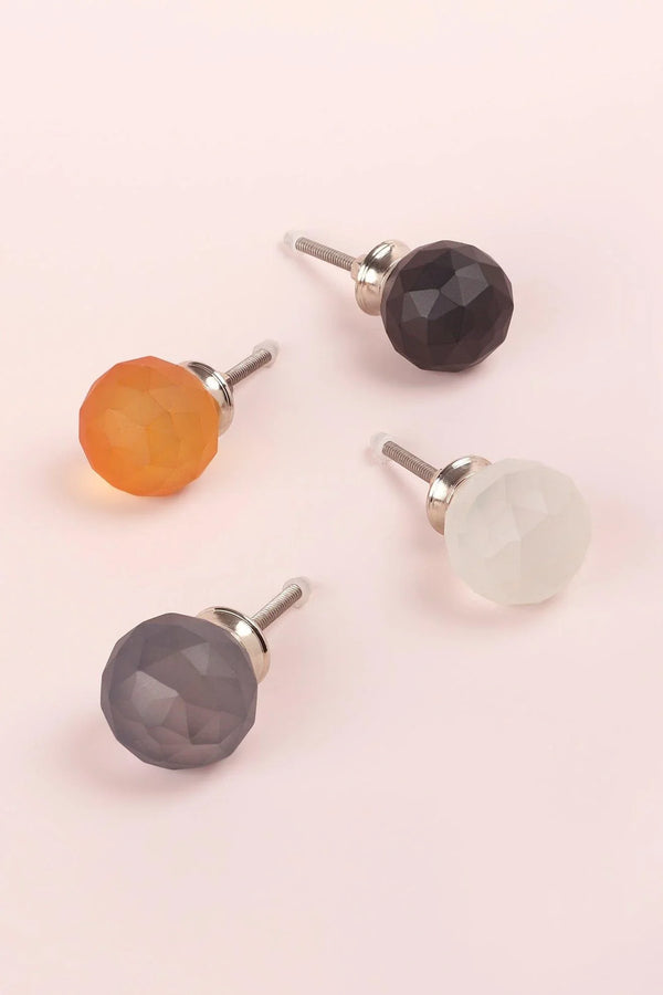 Boutons élégants en verre mat avec sphère en diamant