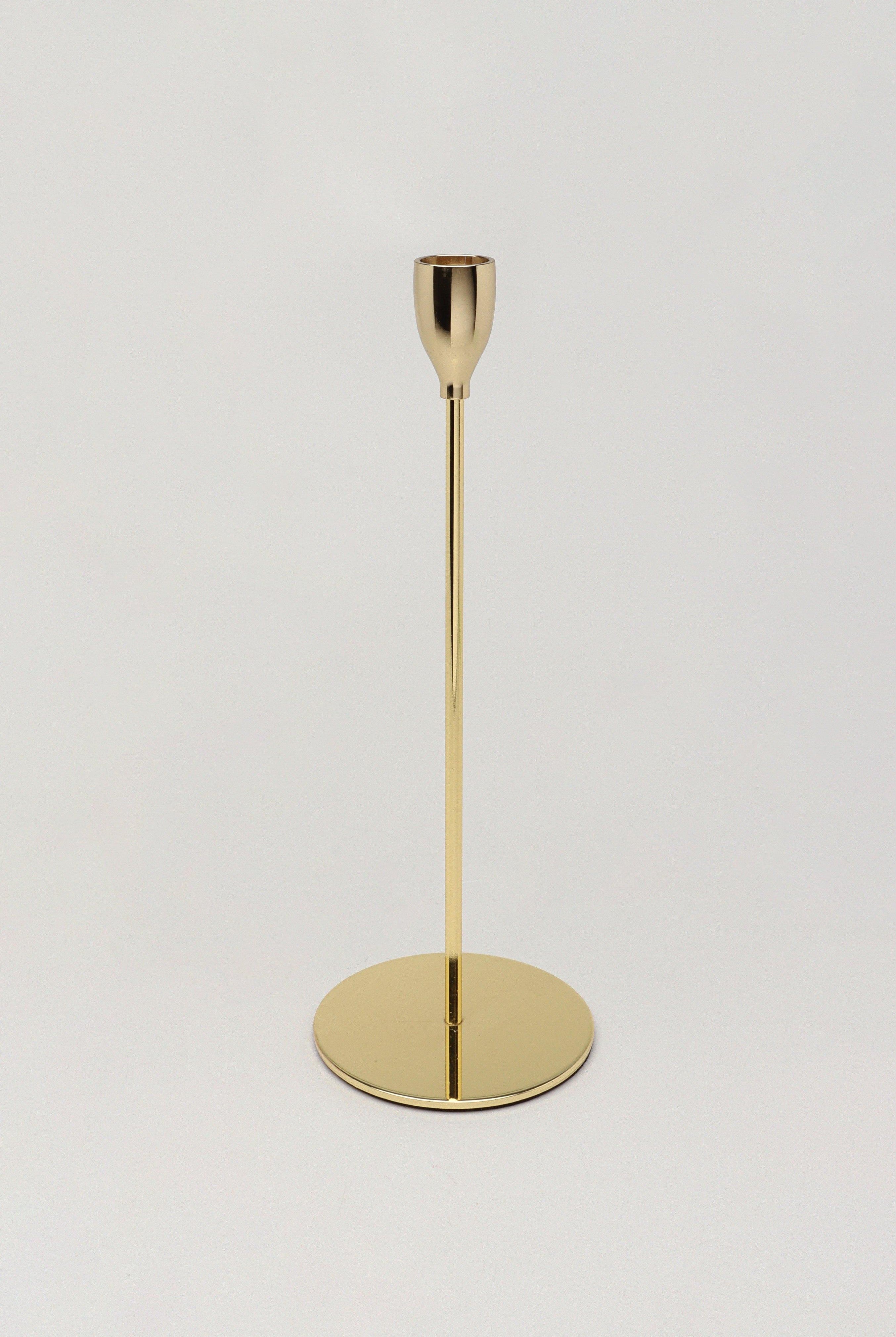 Verro Set of 3 Modern Gold Stainless Steel Candle Holders Sleek Weighted Dinner Candlesticks - G Decor