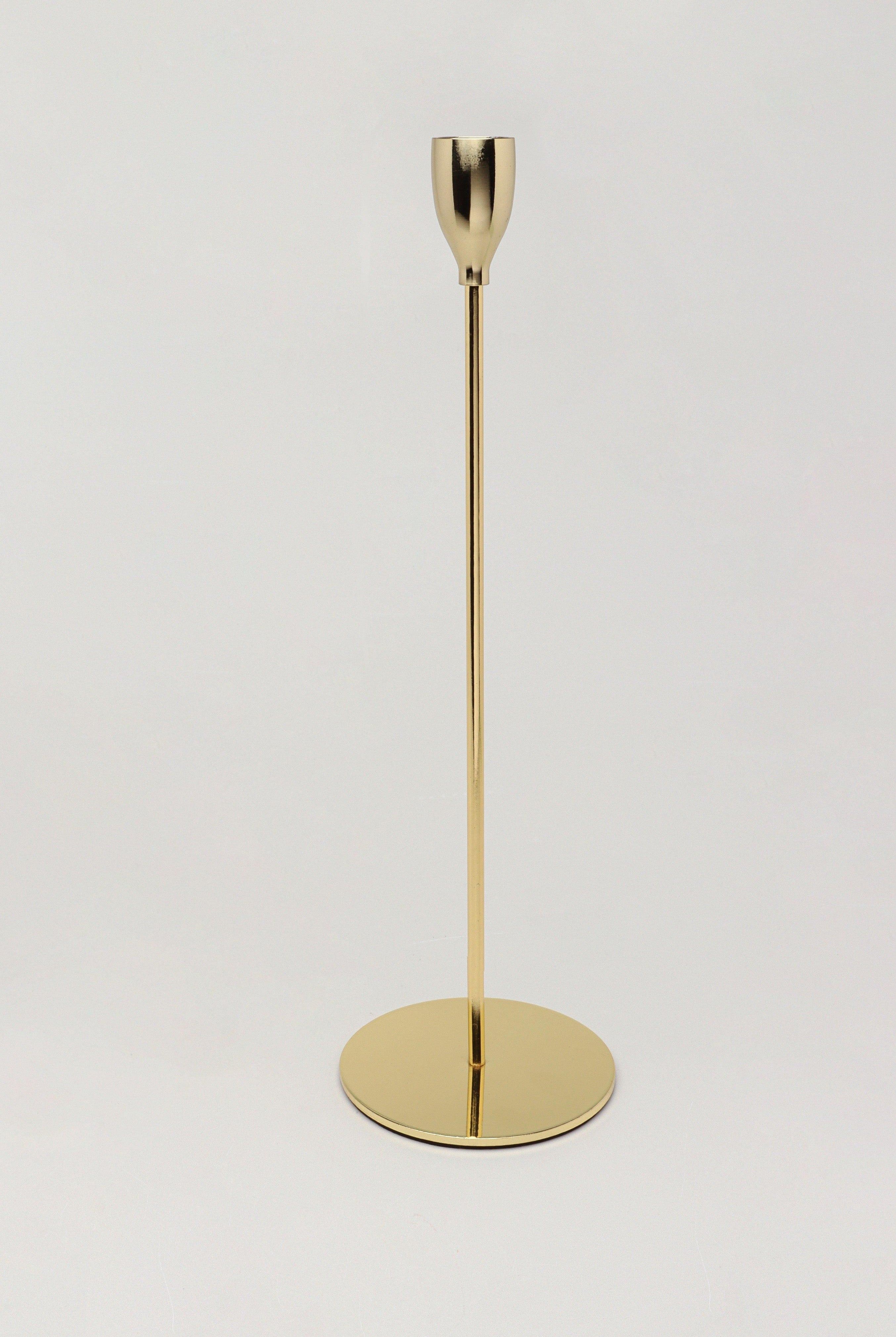 Verro Set of 3 Modern Gold Stainless Steel Candle Holders Sleek Weighted Dinner Candlesticks - G Decor