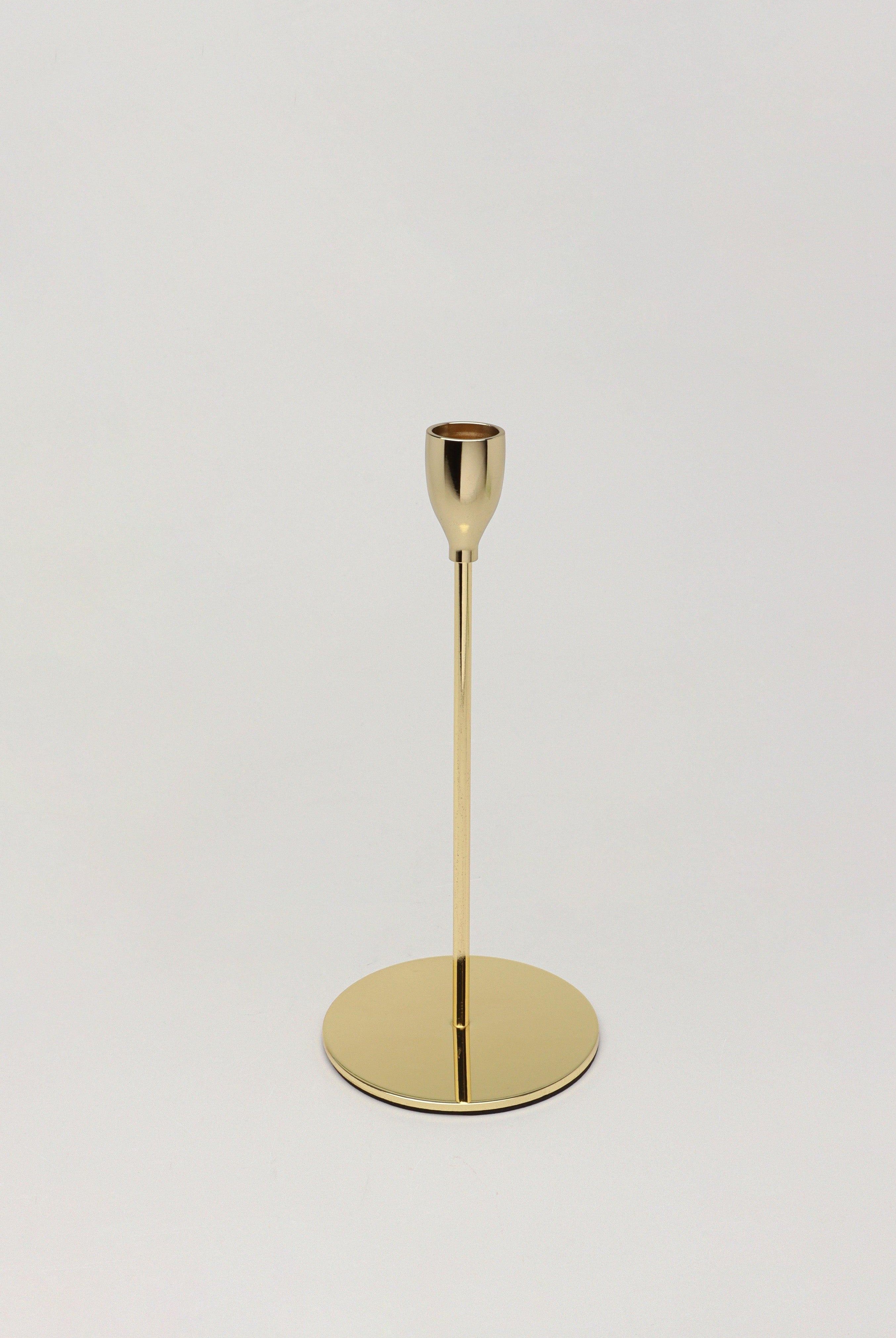 Verro Set of 3 Modern Gold Stainless Steel Candle Holders Sleek Weighted Dinner Candlesticks - G Decor