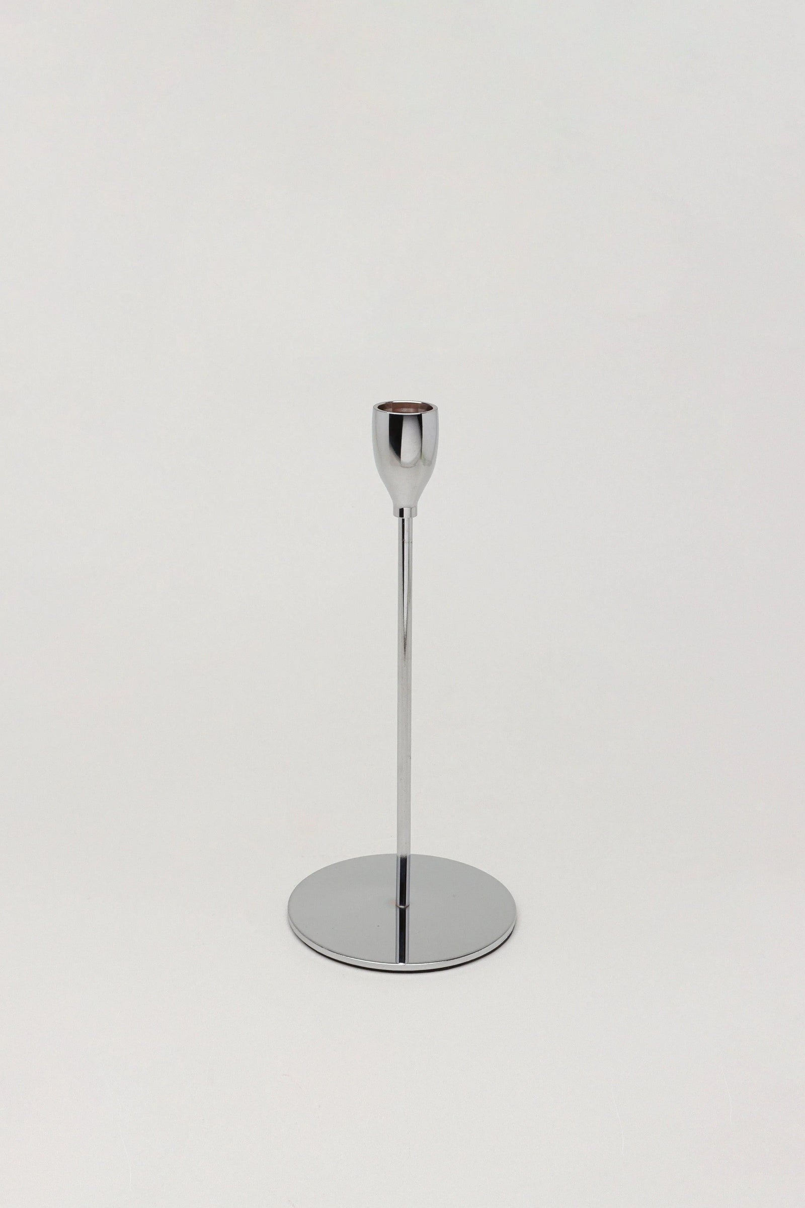 Verro Set of 3 Stainless Steel Dinner Candlesticks in Silver — lifestyle view, G Decor