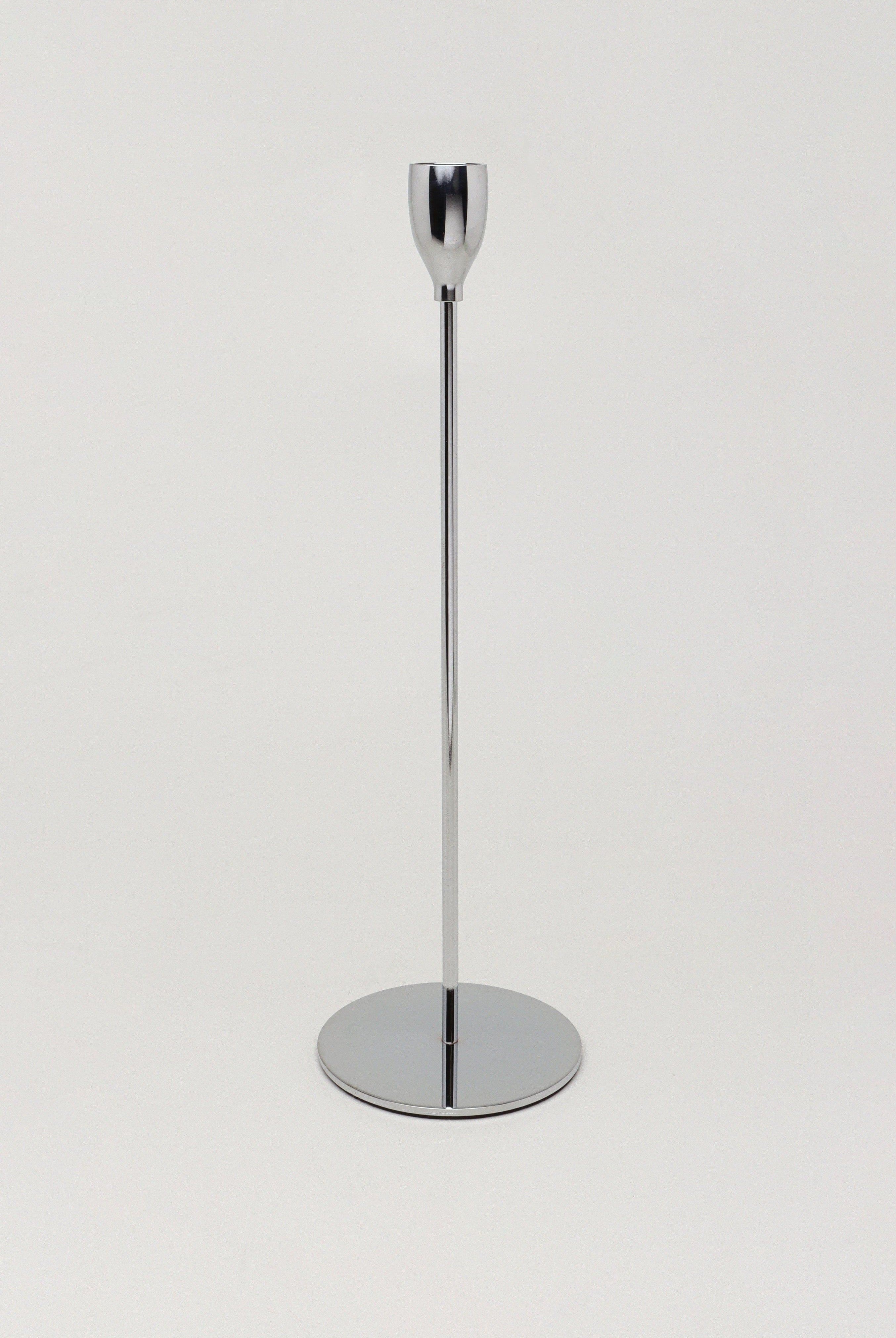 Verro Set of 3 Modern Silver Stainless Steel Candle Holders Sleek Weighted Dinner Candlesticks - G Decor