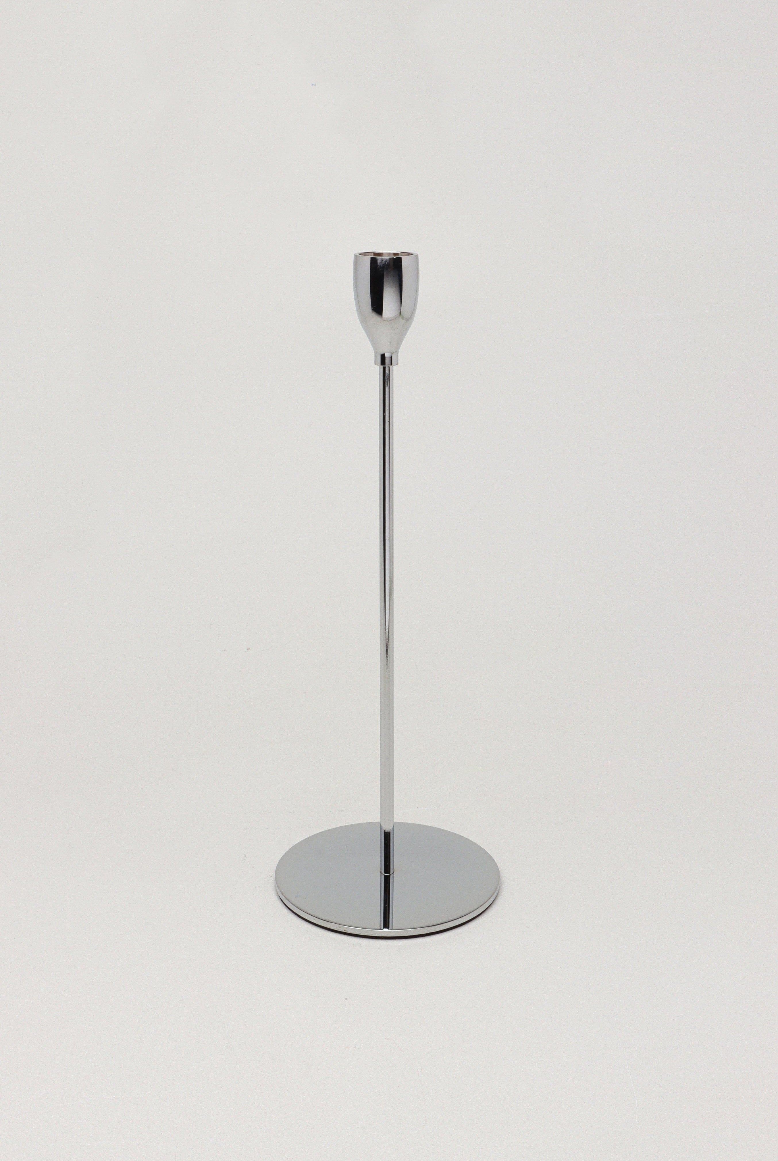 Verro Set of 3 Modern Silver Stainless Steel Candle Holders Sleek Weighted Dinner Candlesticks - G Decor