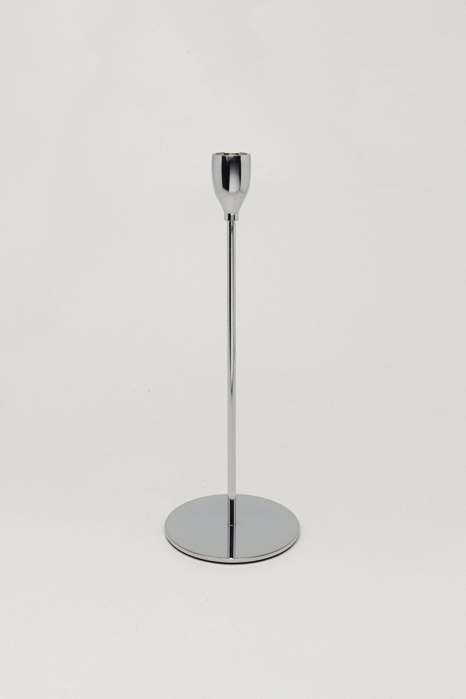 Verro Set of 3 Stainless Steel Dinner Candlesticks in Silver — close-up view, G Decor