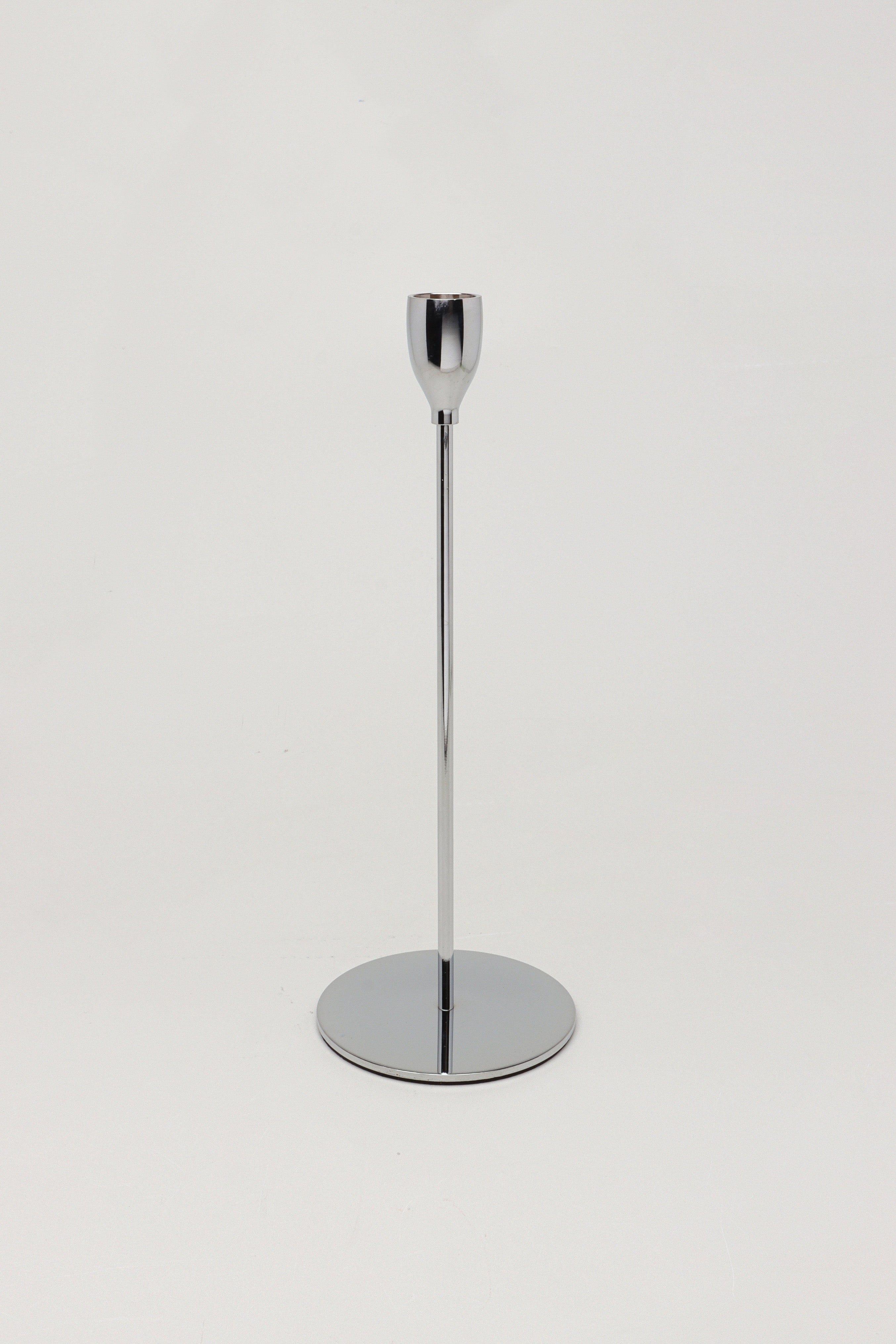 Verro Set of 3 Modern Silver Stainless Steel Candle Holders Sleek Weighted Dinner Candlesticks - G Decor