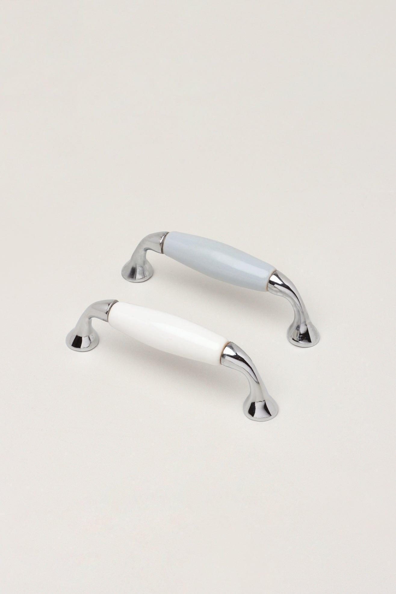 White or Grey Ceramic Kitchen Cupboard Pull Handles - G Decor