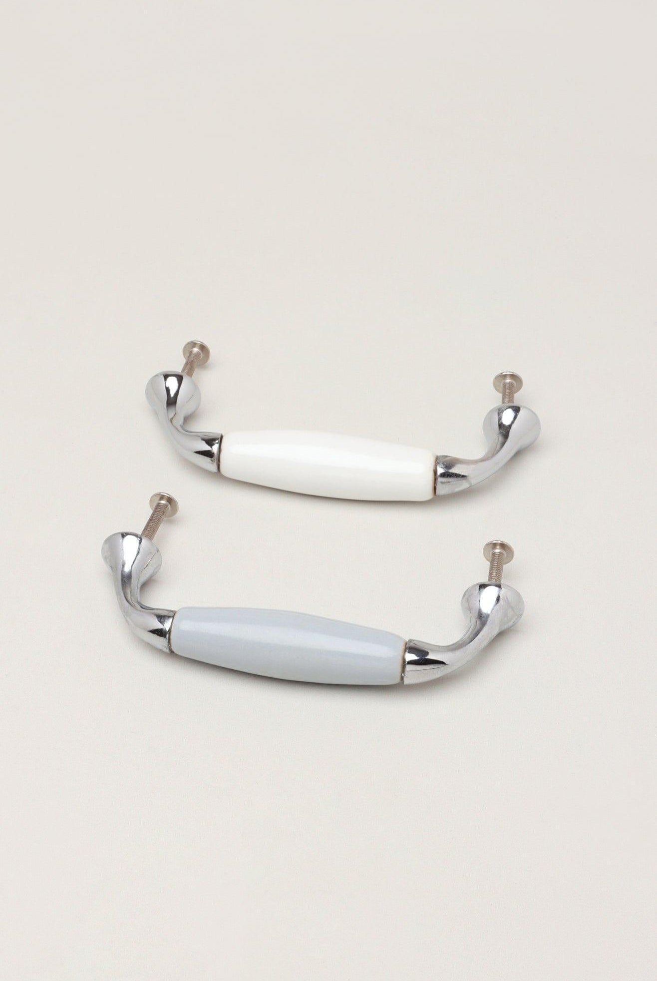 White or Grey Ceramic Kitchen Cupboard Pull Handles - G Decor