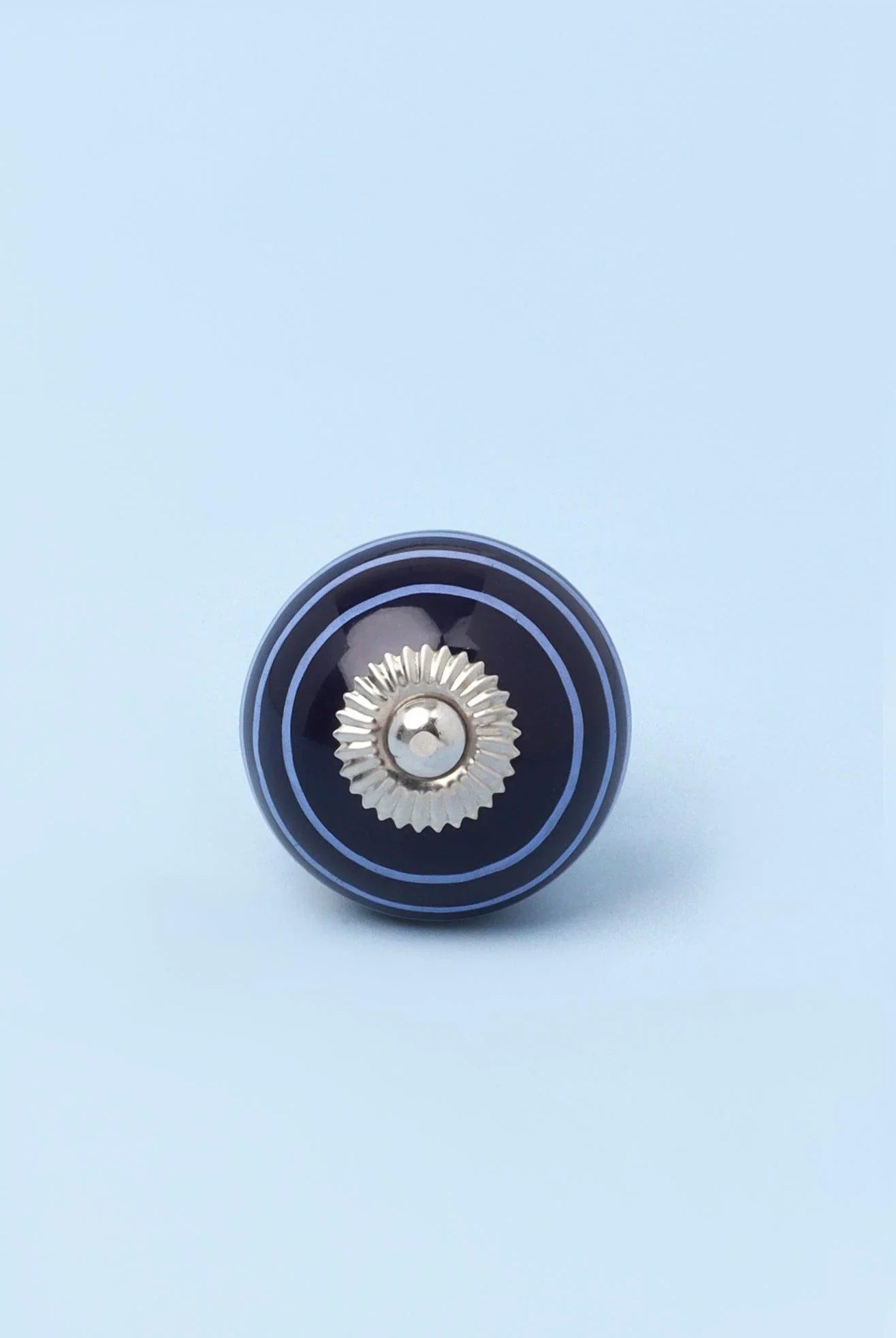 White Striped Handcrafted Ceramic Door Knob In Dark Colours - G Decor