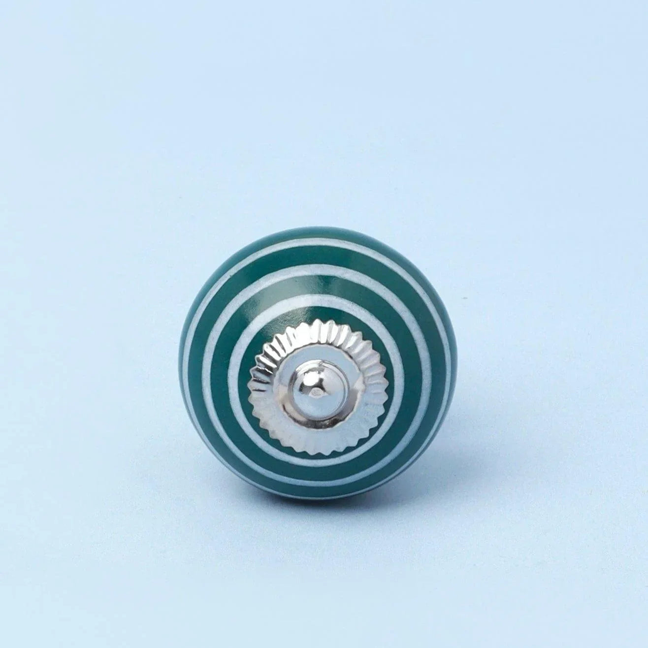 White Striped Handcrafted Ceramic Door Knob In Dark Colours - G Decor