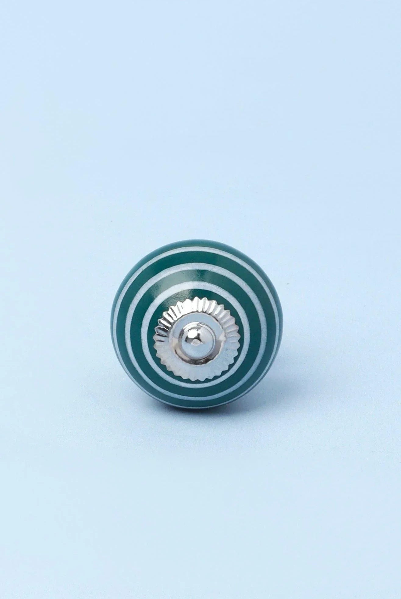 White Striped Handcrafted Ceramic Door Knob In Dark Colours - G Decor