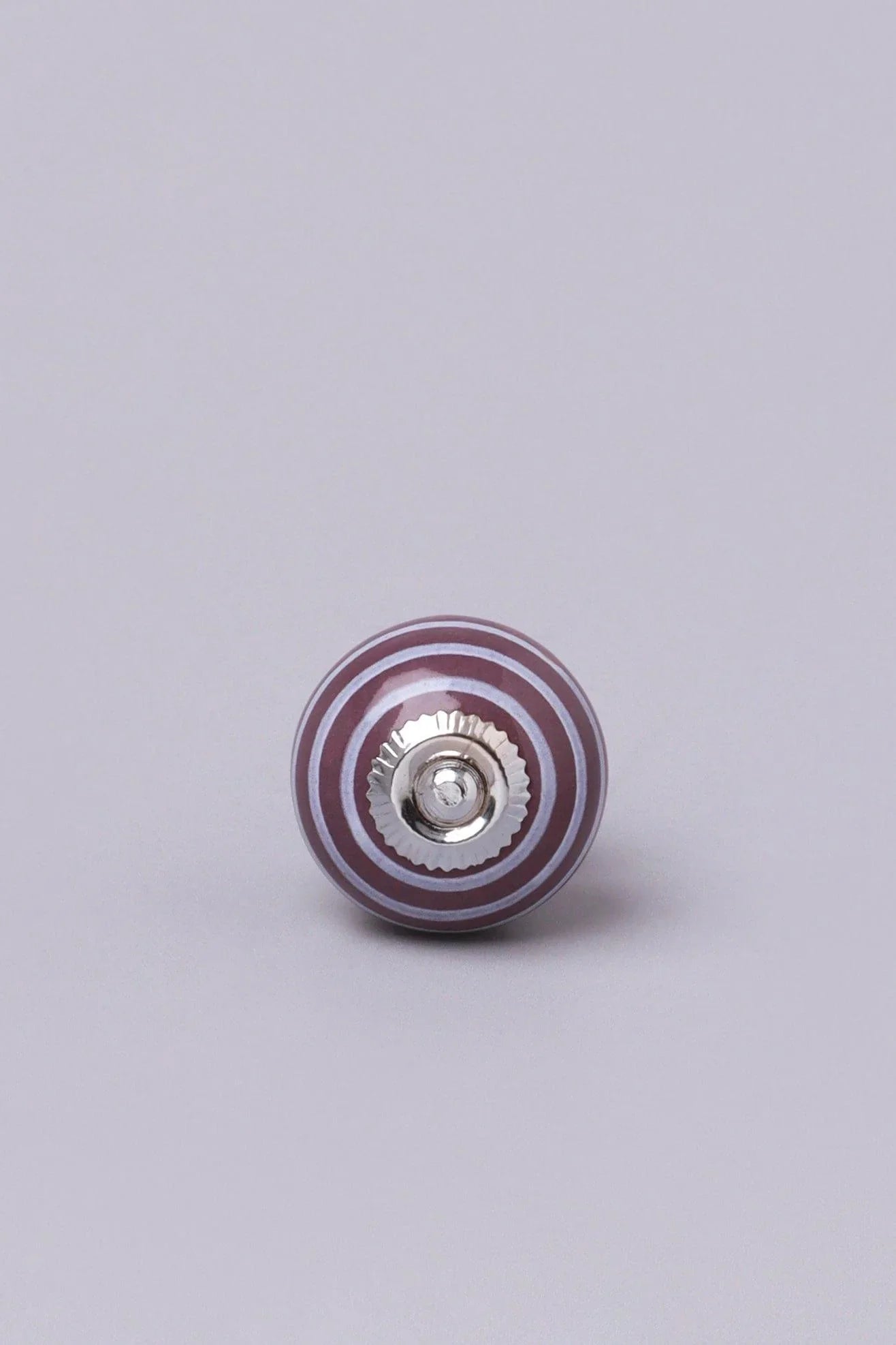 white-striped-handcrafted-ceramic-door-knob-in-purple-and-dark-grey-g-decor-40392 - G Decor