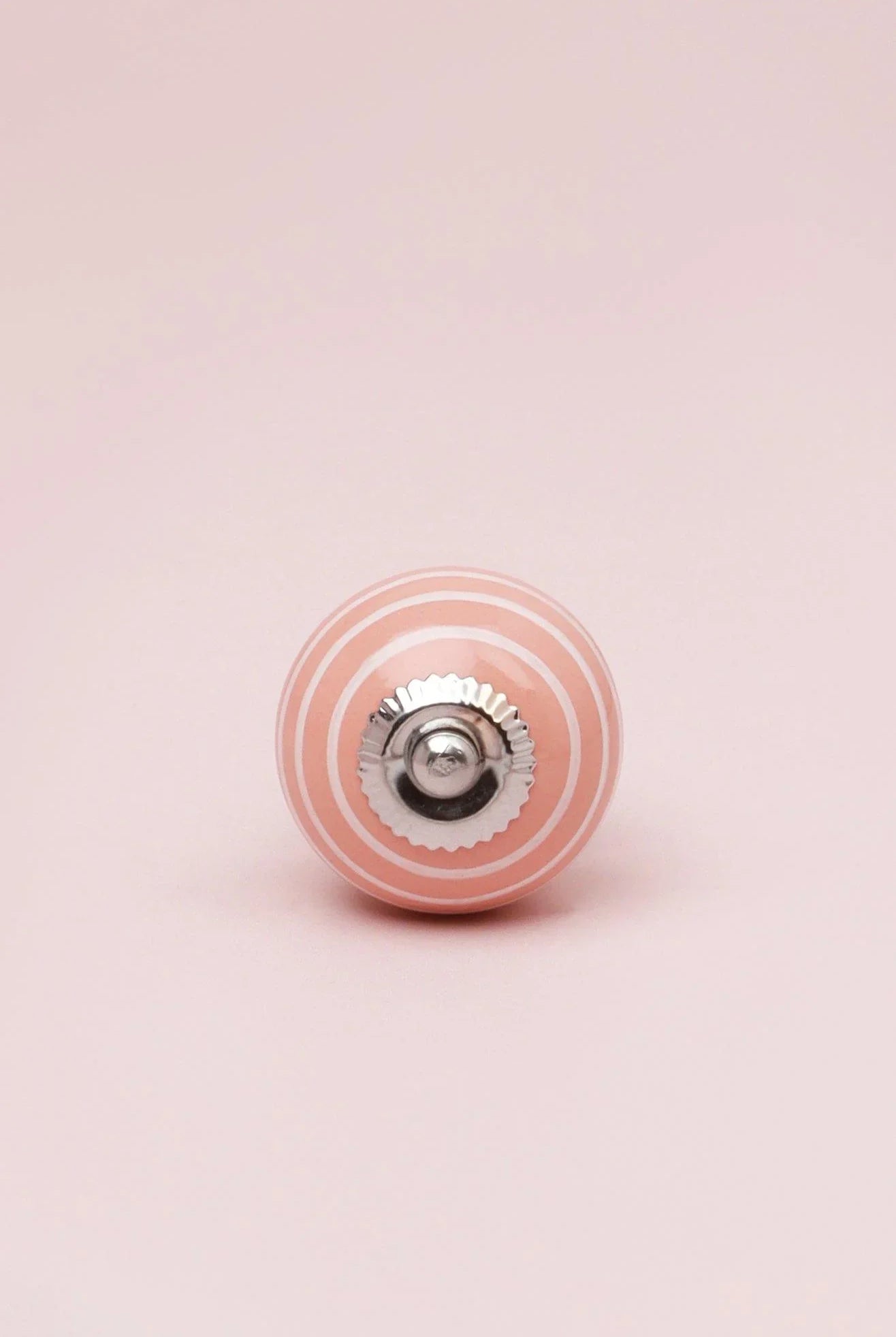 White Striped Handcrafted Ceramic Door Knob Pastel Pink And Yellow Colours - G Decor