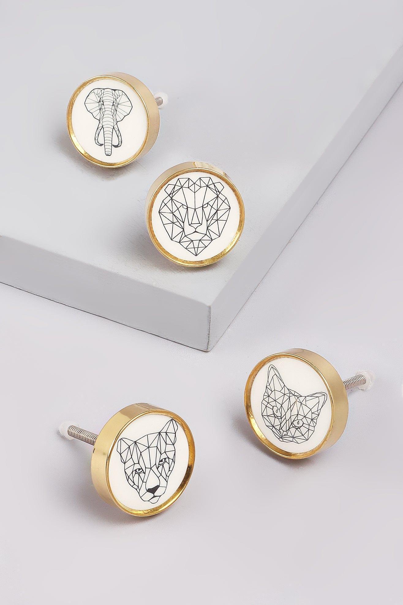 Wild Animal Brass Door Knob Decorative Cupboard & Drawer Handle - G Decor