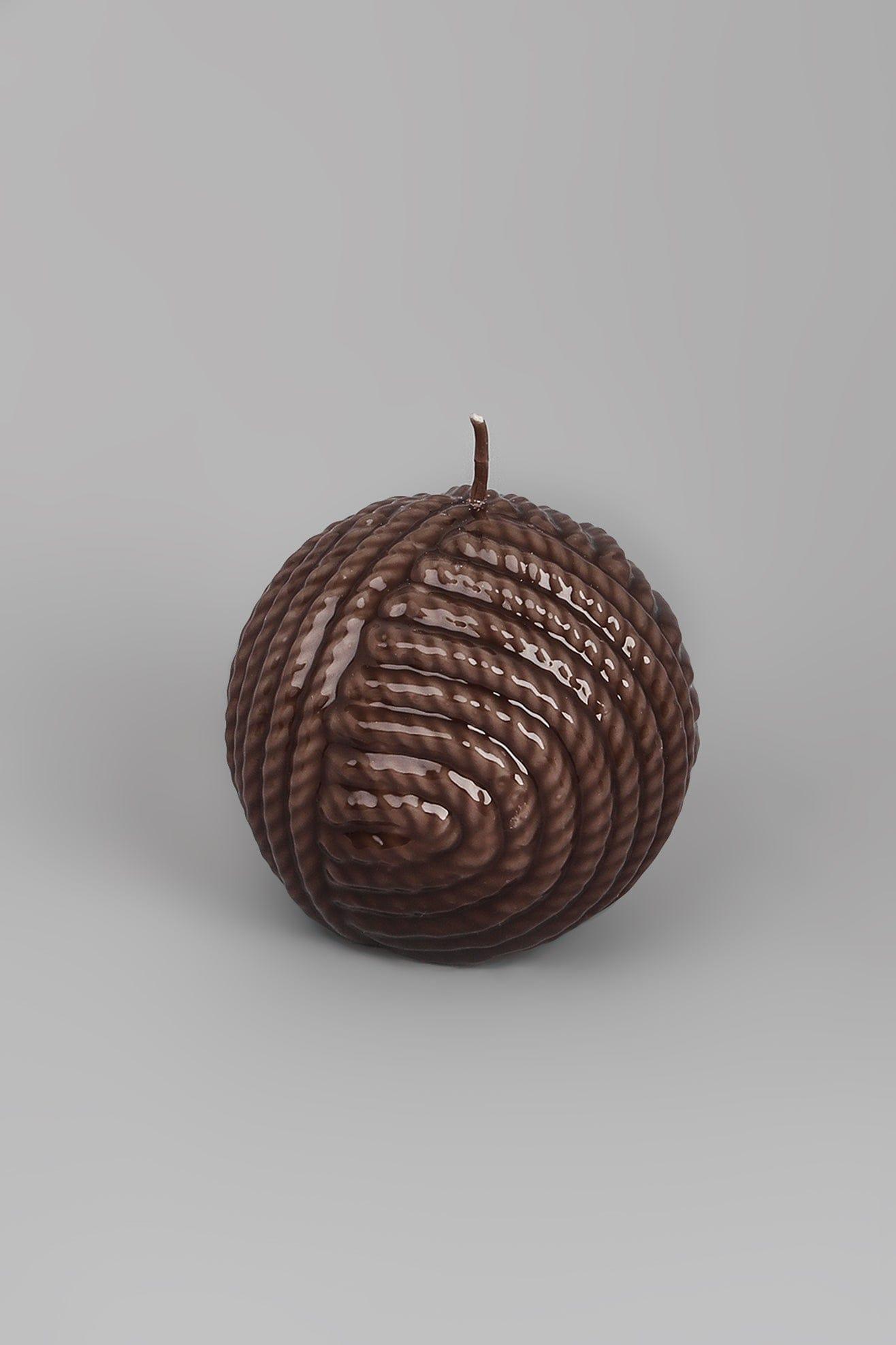G Decor Candles & Candle Holders Brown Wool Ball Detailed Pattern Lacquered Sphere Ball Candles