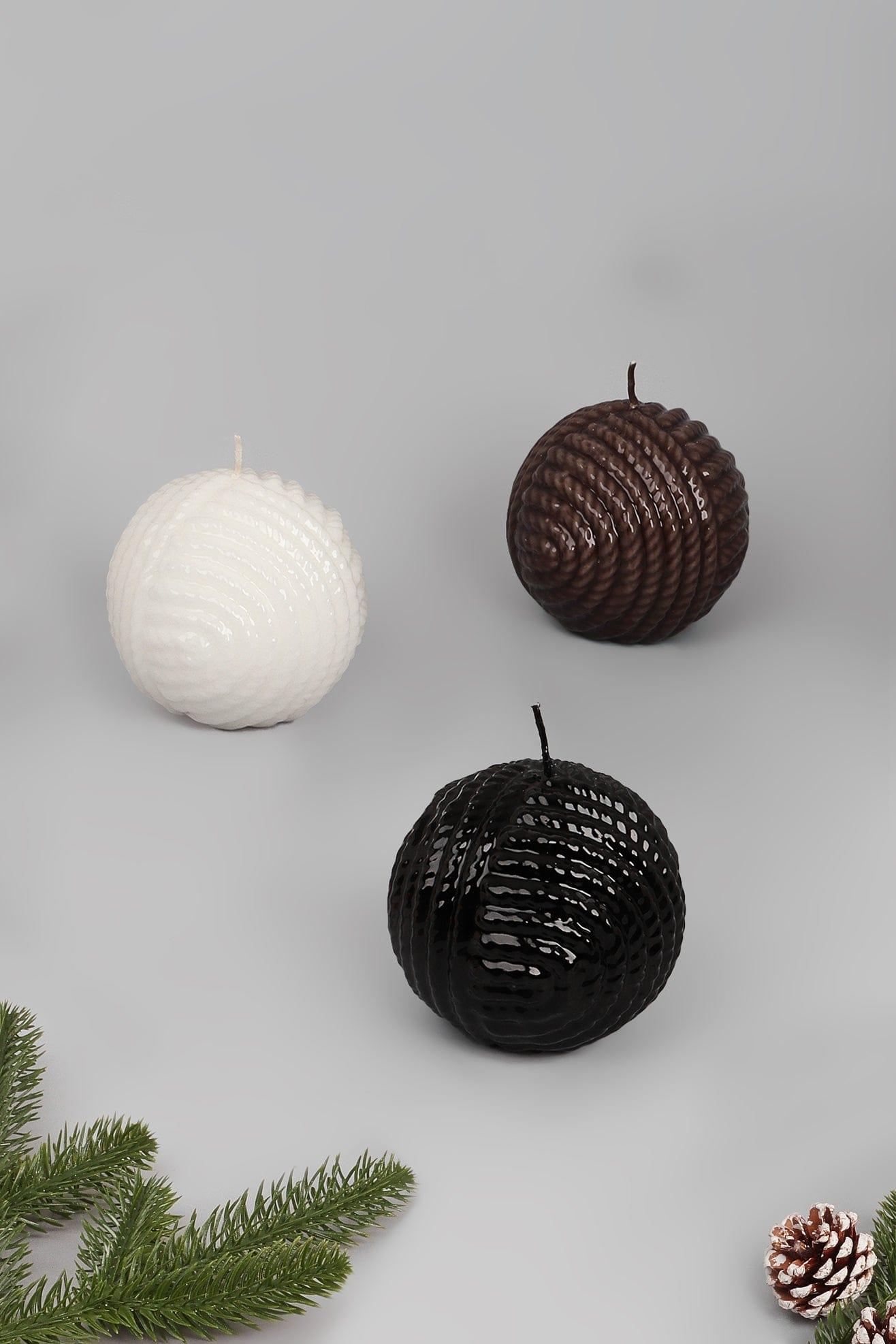 G Decor Candles & Candle Holders Wool Ball Detailed Pattern Lacquered Sphere Ball Candles