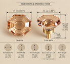 Technical drawing, octagonal champagne glass knob 015075, 34mm