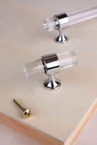 Crystal T-bar cabinet pull, 50mm single hole, polished chrome