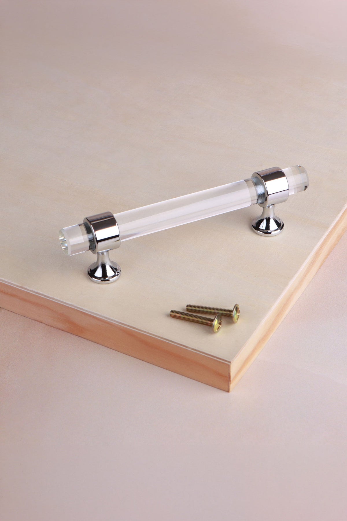 Crystal bar pull handle, 96mm centres, polished chrome