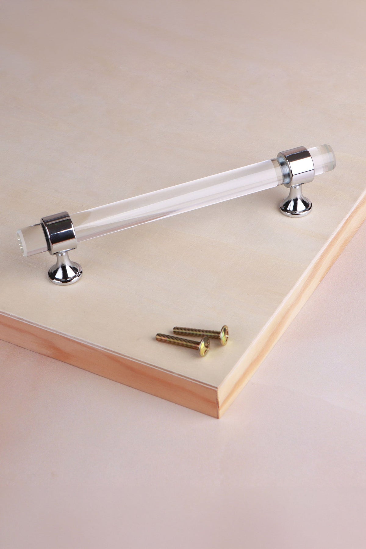Crystal bar pull handle, 128mm centres, polished chrome