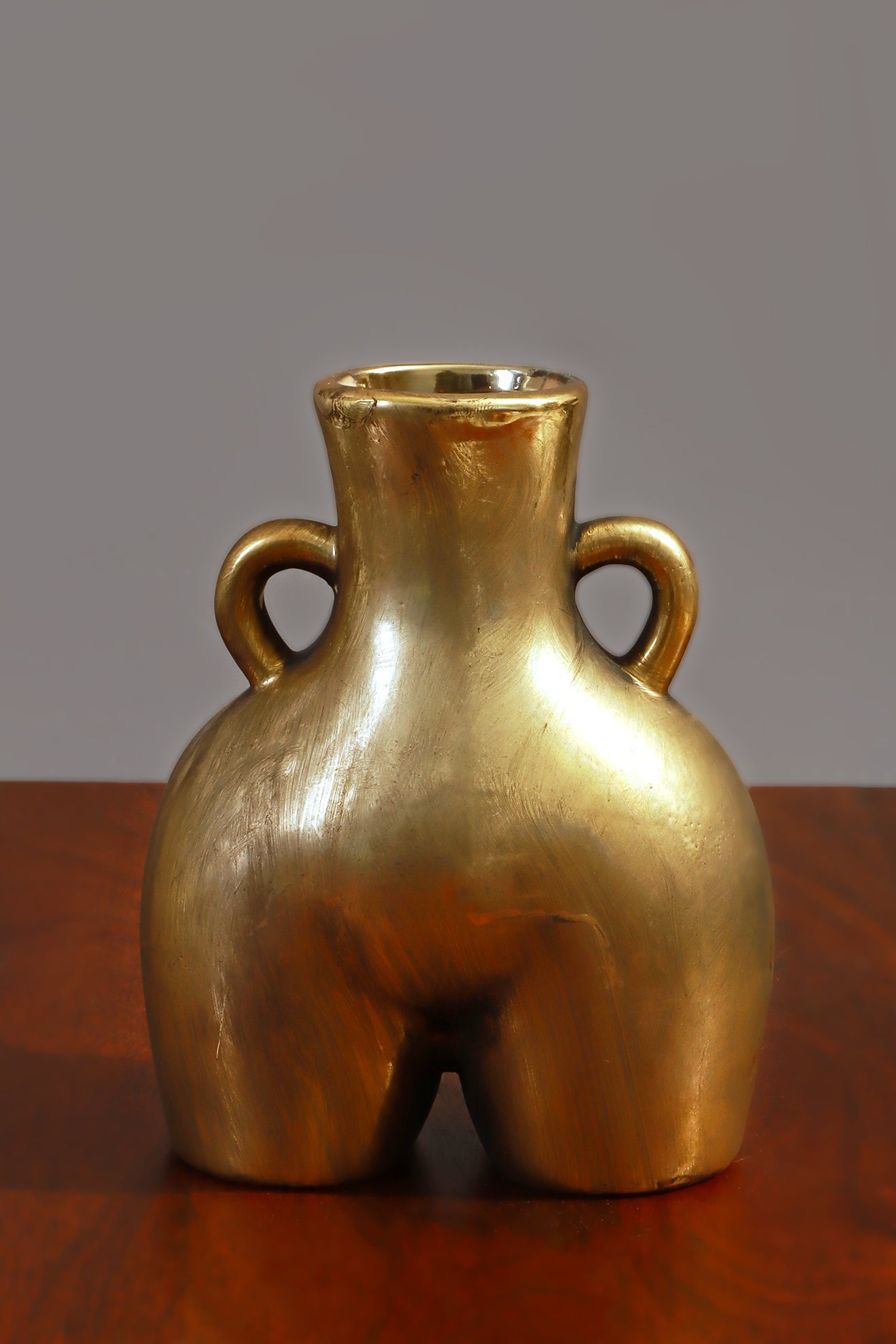 Antique Brass-Styled Ceramic Female Shaped Vase