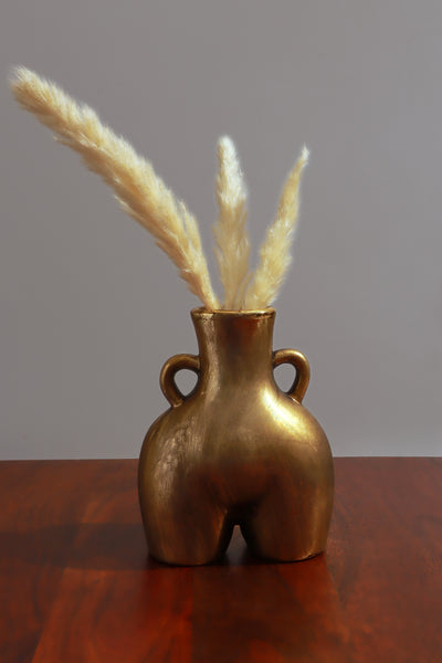 Antique Brass-Styled Ceramic Female Shaped Vase