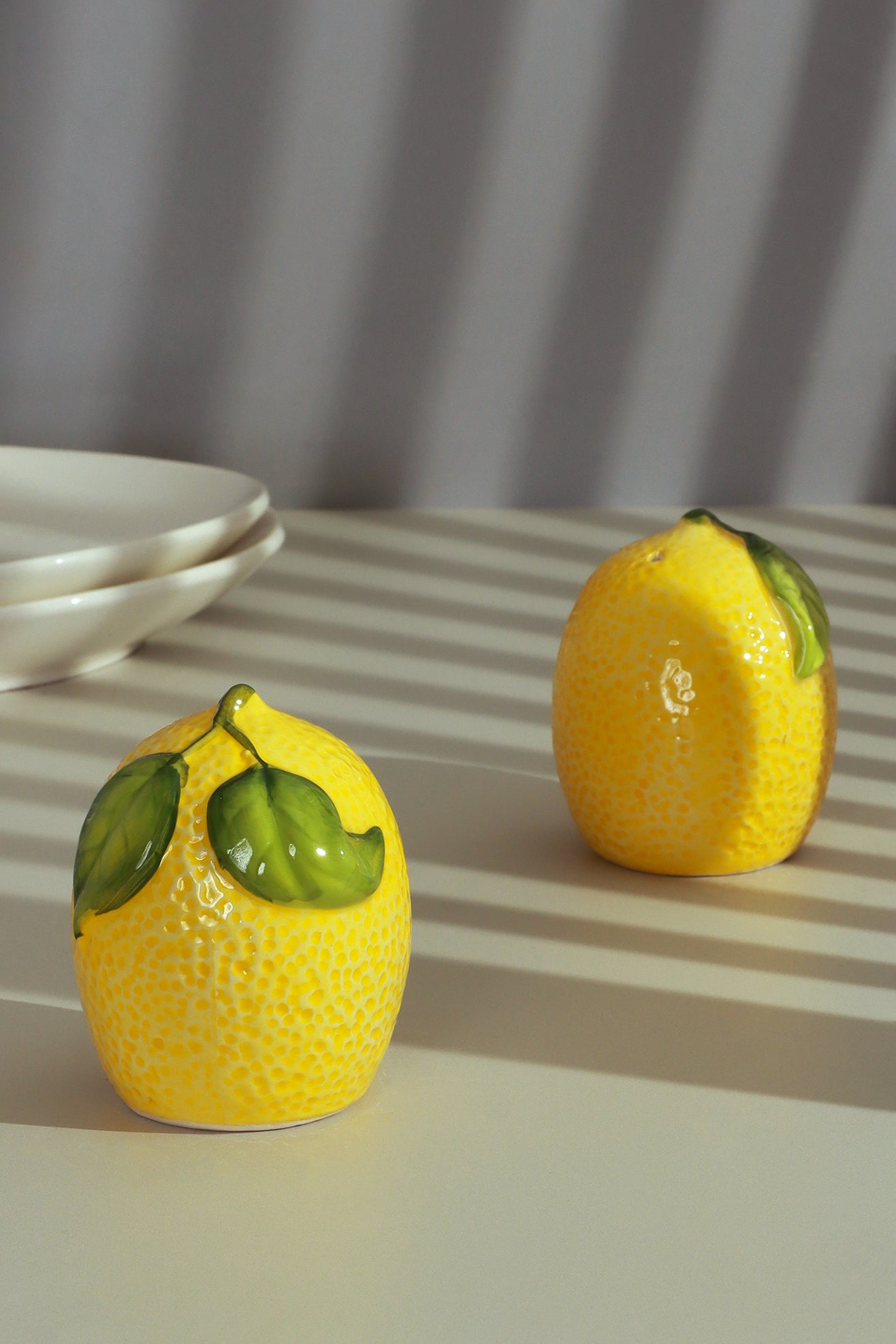 Set of Lemon-Shaped Salt and Pepper Shakers
