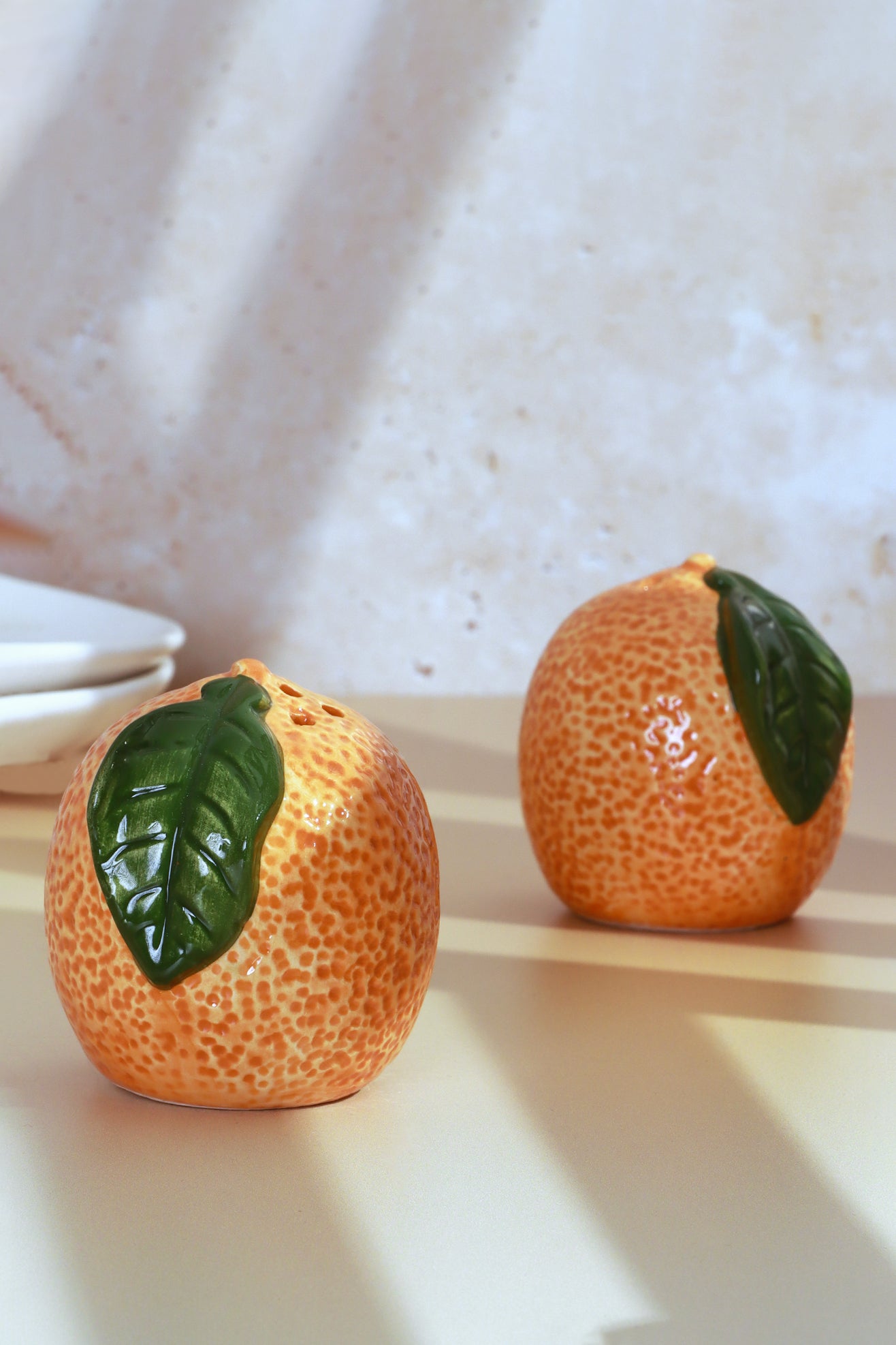 Set of Orange-Shaped Salt and Pepper Shakers