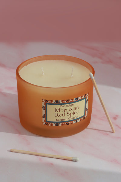 Moroccan Red Spice Orange Frosted Glass, Perfect for Meditation, Large Jar Candle