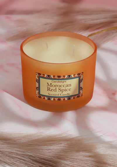 Moroccan Red Spice Orange Frosted Glass, Perfect for Meditation, Large Jar Candle