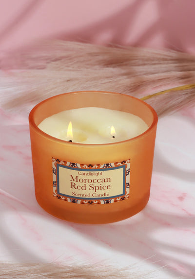 Moroccan Red Spice Orange Frosted Glass, Perfect for Meditation, Large Jar Candle