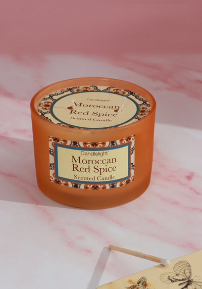 Moroccan Red Spice Orange Frosted Glass, Perfect for Meditation, Large Jar Candle