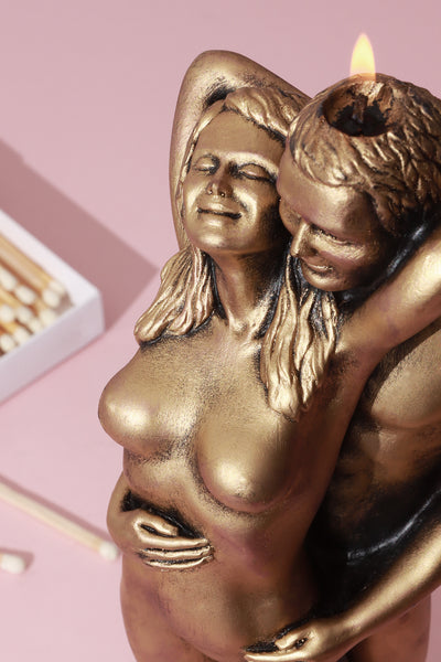 Lovers Embrace Romantic Bronze 3D Candle