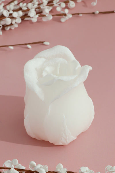 Elegant White Rose Decorative Candle