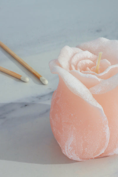 Elegant Pink Rose Decorative Candle