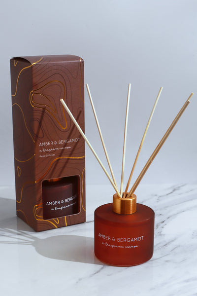 Amber and Bergamot Scented Reed Diffuser with Gift Box