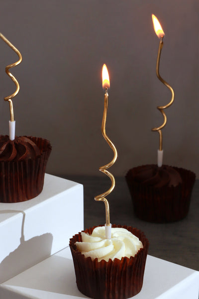 Set of 12 Golden Swirls Cake Candles