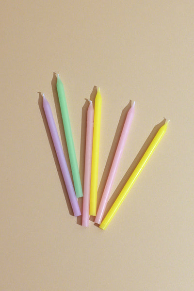 Set of 12 Pastel Skinny Candles for Cake Decoration