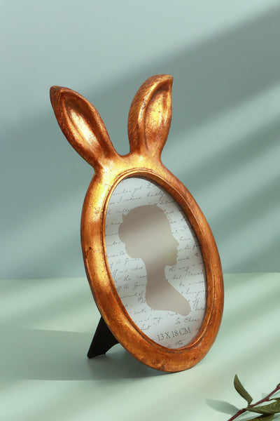 Bunny Ear Elegance Gold Oval Photo Frame