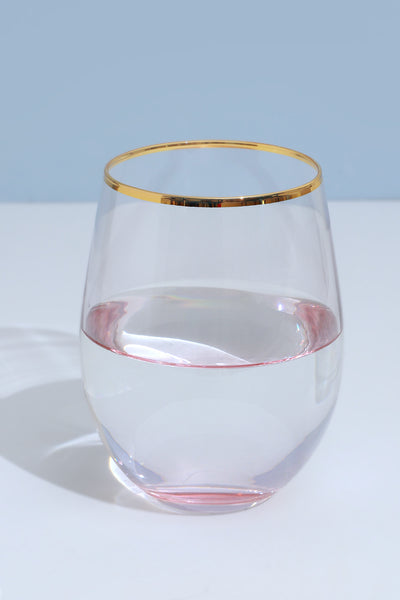 Set Of Four Lazaro Pink Ombre Design with Gold Rim Tumbler Drinking Glasses