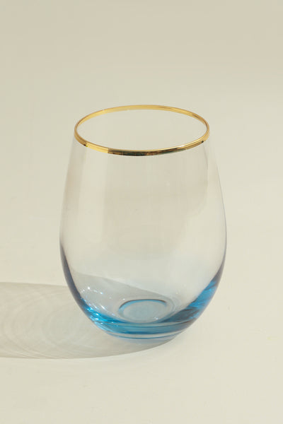 Set of Four Lazaro Blue Ombre Design with Gold Rim Tumbler Drinking Glasses