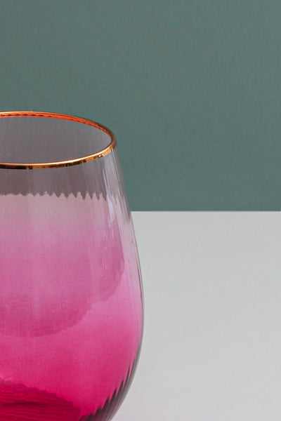 Set of 4 Monroe Ribbed Pink Ombre Tumbler Drinking Glasses