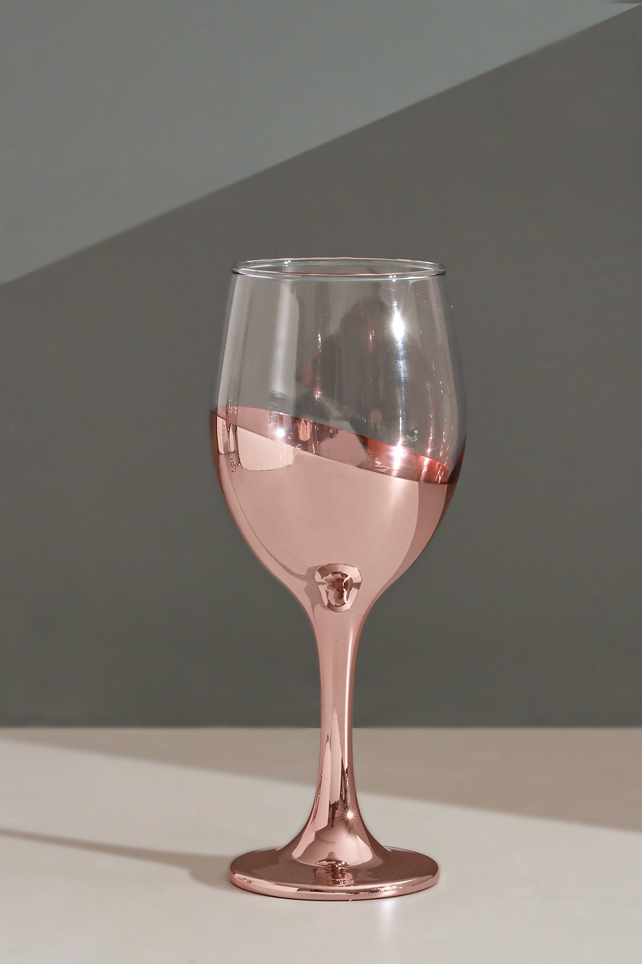 Set of Four Sephora Two-Tone Copper Plated Rose Gold Wine Glasses