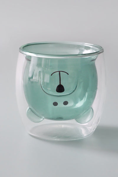 Funny Teddy Bear Double-Walled Glass