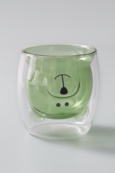 Funny Teddy Bear Double-Walled Glass