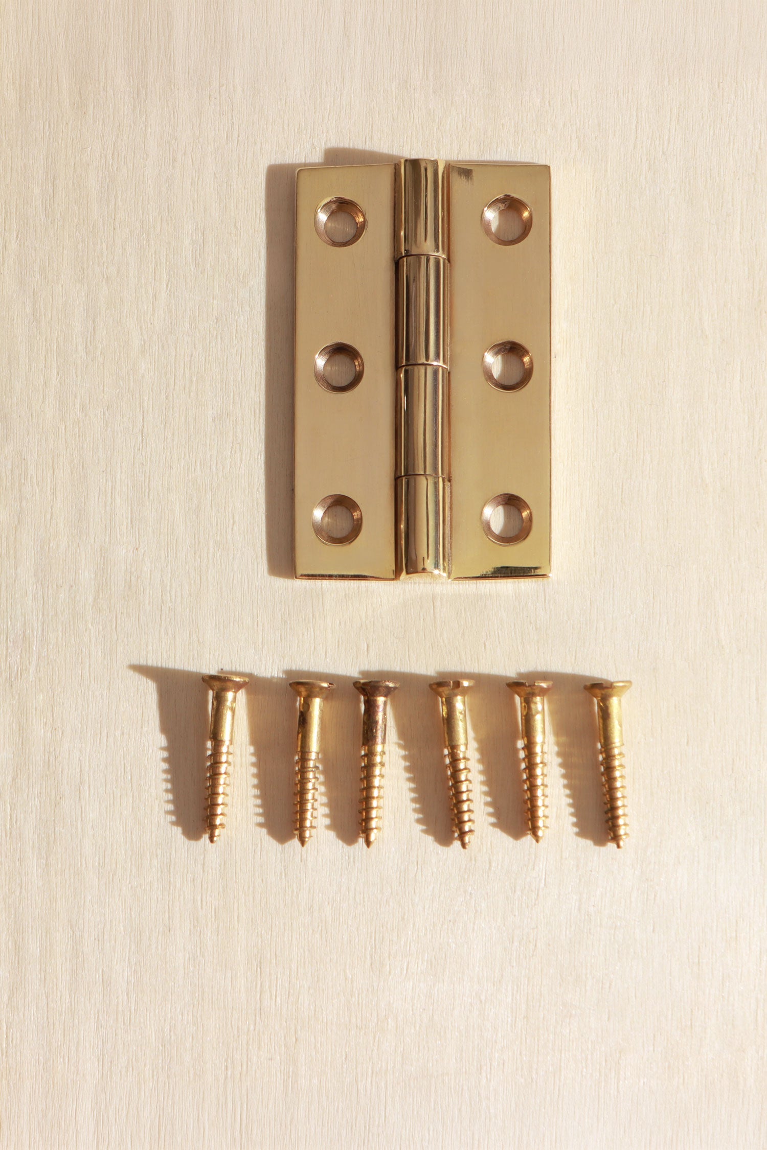 Polished brass butt hinge, 2 inch / 50mm
