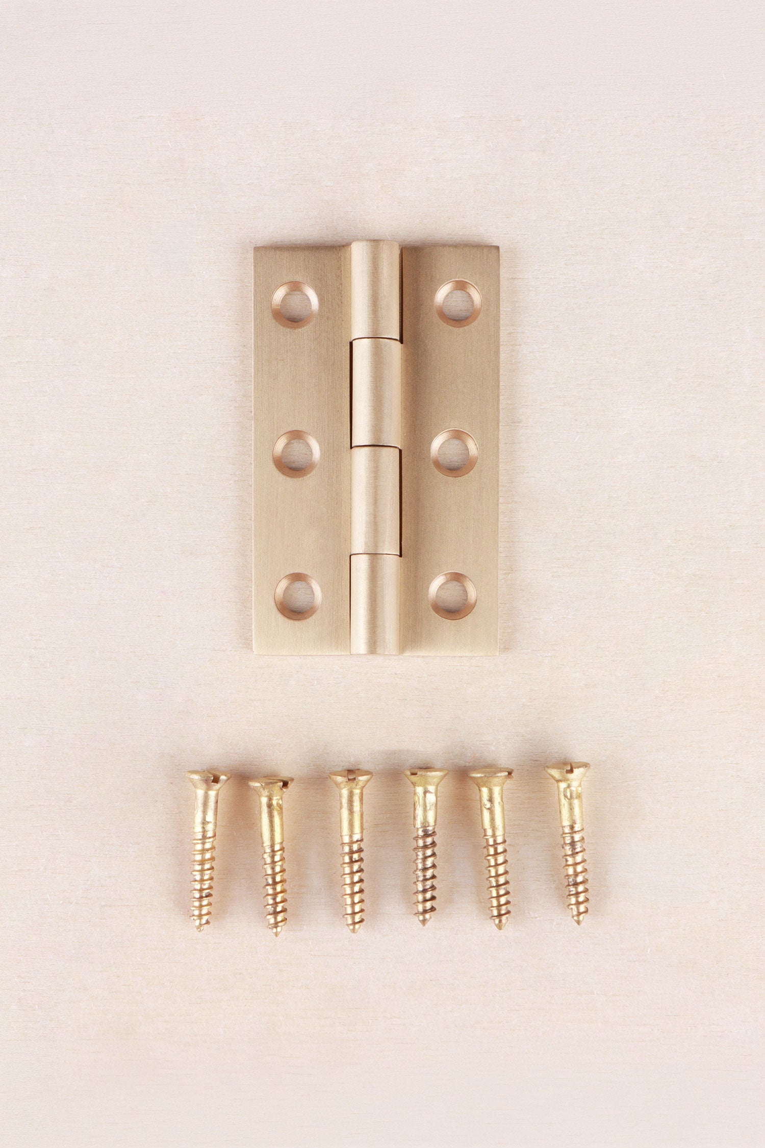 2 inch 50mm cupboard butt hinge in satin brass, lacquered finish